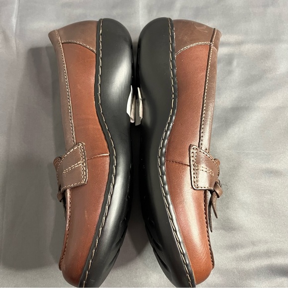 Clarks Ashland Bubble Loafers Slip On Comfort Brown Leather Women 6W Wide Petite - Picture 4 of 13